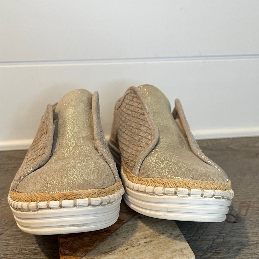 J/Slides NYC Kayla gold metallic woven leather slip on shoes 8.5 - Picture 5 of 8